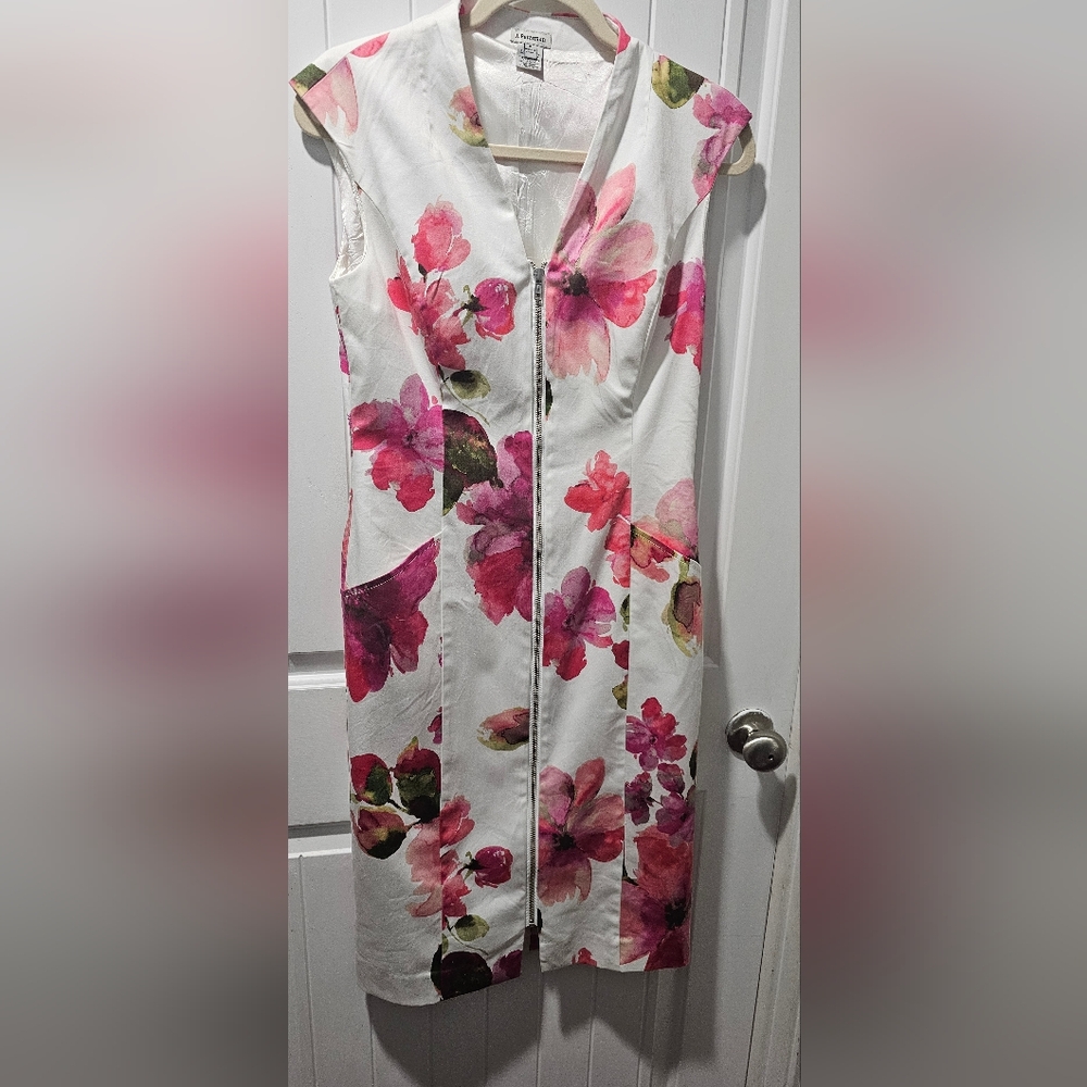 J Peterman Pink Floral Midi Dress
